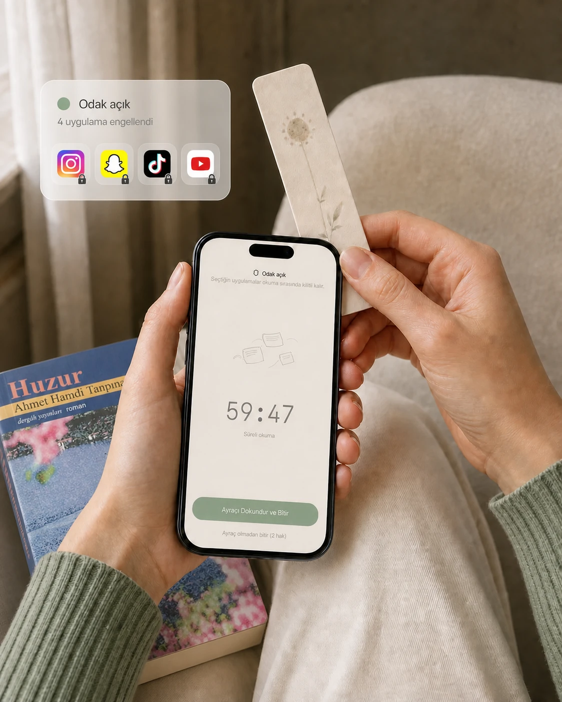 Bir iPhone'a dokundurulan sakin ayracı